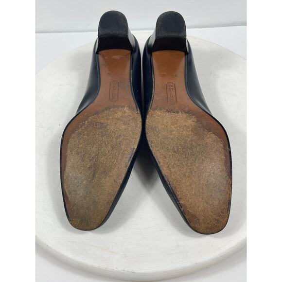 Coach Vintage Black Mini Heels Women's Size 7M Italy Chunky Heel - Picture 2 of 12